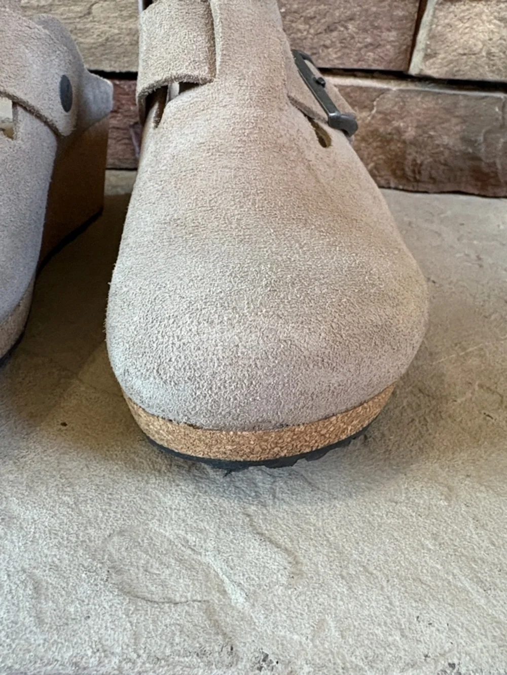 Papillio sz 41 taupe wedge slip on clogs/mules